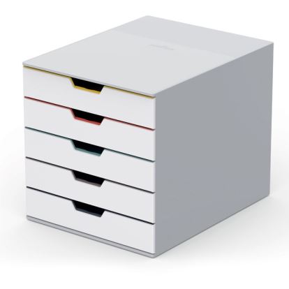 DURABLE VARICOLOR MIX 5 Drawer Desktop Storage Box, White/Multicolor1