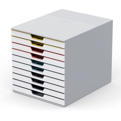 DURABLE VARICOLOR MIX 10 Drawer Desktop Storage Box, White/Multicolor1