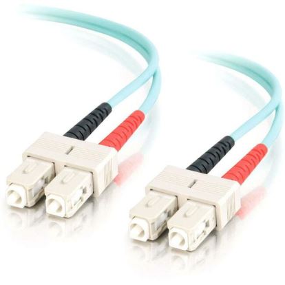 C2G-1m SC-SC 10Gb 50/125 OM3 Duplex Multimode PVC Fiber Optic Cable - Aqua1