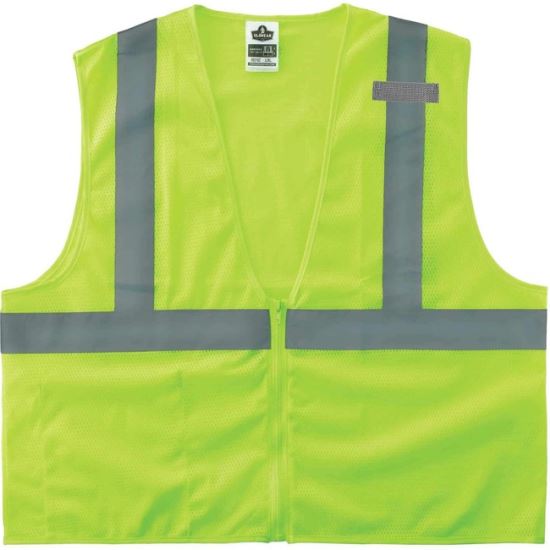 GloWear 8210Z Class 2 Economy Vest, Polyester Mesh, Large to X-Large, Lime1