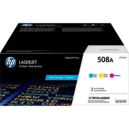 HP 508A, (CF360A-M) 3-Pack Cyan/Magenta/Yellow Original LaserJet Toner Cartridges1