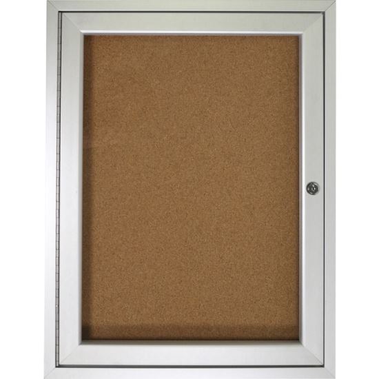 Ghent 1 Door Enclosed Natural Cork Bulletin Board with Satin Frame1