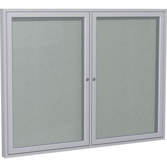 Ghent 2 Door Enclosed Vinyl Bulletin Board with Satin Frame1