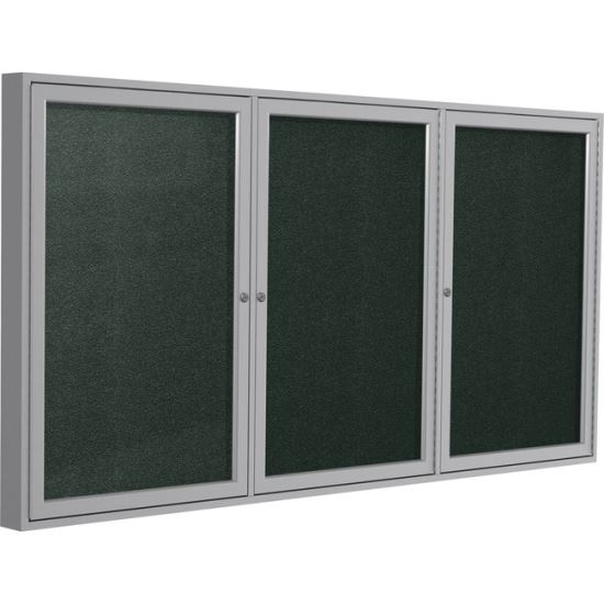 Ghent 3 Door Enclosed Vinyl Bulletin Board with Satin Frame1