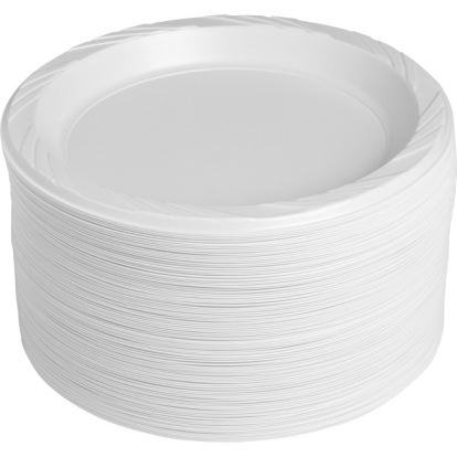 Genuine Joe Reusable Plastic White Plates1