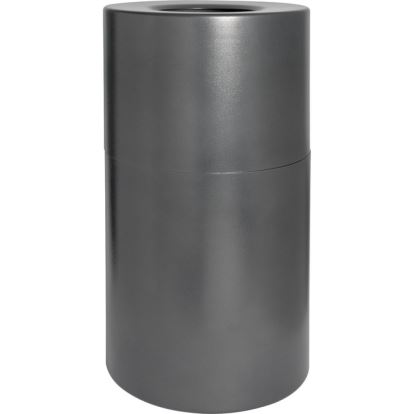 Genuine Joe Classic Cylinder Gray Waste Receptacle1