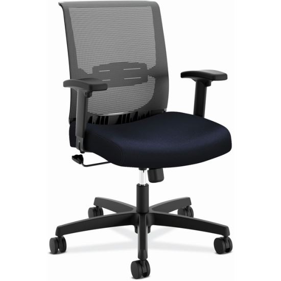 Convergence Mid-Back Task Chair, Swivel-Tilt, Supports Up to 275 lb, 16.5" to 21" Seat Height, Navy Seat, Black Back/Base1