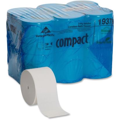 Coreless Bath Tissue, Septic Safe, 2-Ply, White, 1500 Sheets/Roll, 18 Rolls/Carton1