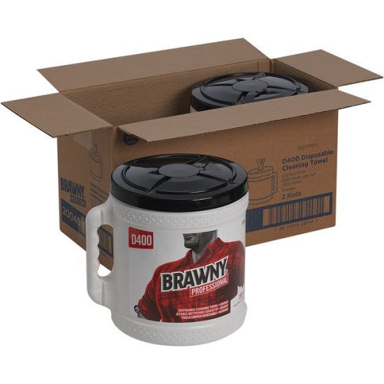 Brawny&reg; Professional D400 Disposable Cleaning Towels With Bucket1