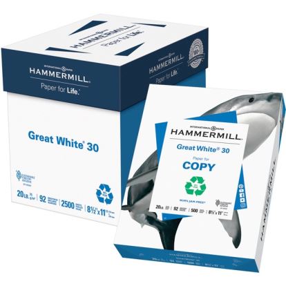 Hammermill Great White Laser, Inkjet Copy & Multipurpose Paper - White - Recycled - 30% Recycled Content1