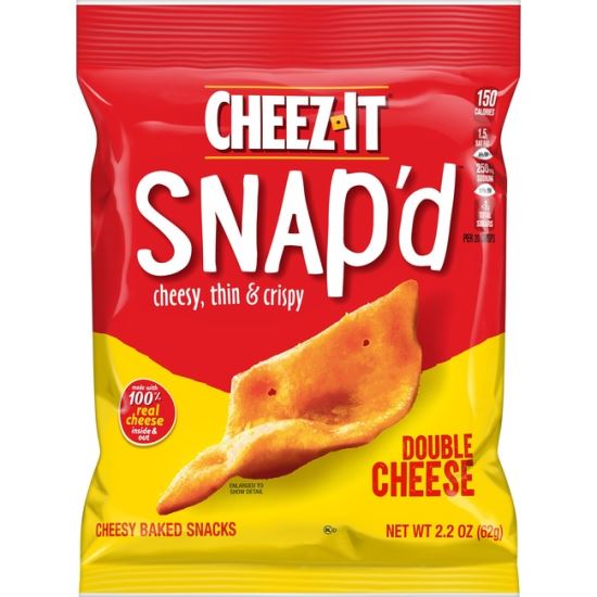 Cheez-it Snap'd Crackers, Double Cheese, 2.2 oz Pouch, 6/Pack1