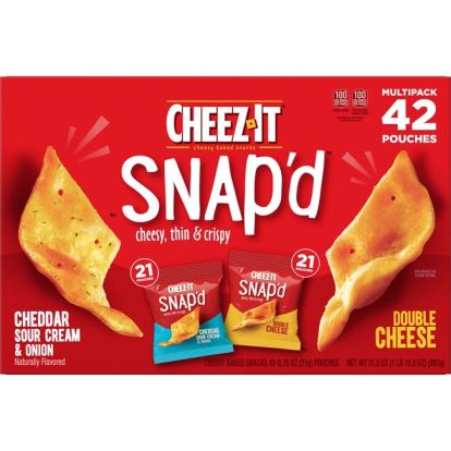 Snap'd Crackers Variety Pack, Cheddar Sour Cream and Onion; Double Cheese, 0.75 oz Bag, 42/Carton1