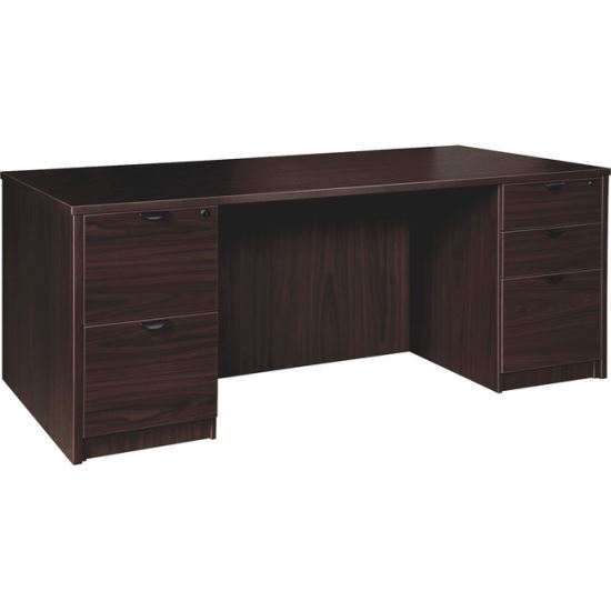 Lorell Prominence 2.0 Espresso Laminate Double-Pedestal Desk - 5-Drawer1