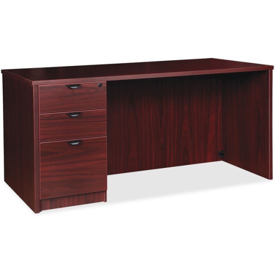 Lorell Prominence 2.0 Mahogany Laminate Box/Box/File Left-Pedestal Desk - 3-Drawer1