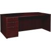 Lorell Prominence 2.0 Mahogany Laminate Left-Pedestal Bowfront Desk - 3-Drawer1