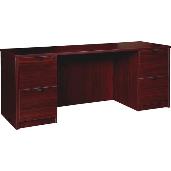 Lorell Prominence 2.0 Mahogany Laminate Double-Pedestal Desk - 2-Drawer1