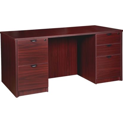 Lorell Prominence 2.0 Mahogany Laminate Double-Pedestal Desk - 5-Drawer1