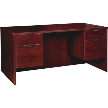 Lorell Prominence 2.0 Mahogany Laminate Box/File Double-Pedestal Desk - 2-Drawer1