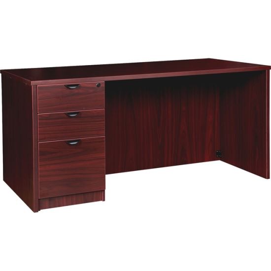 Lorell Prominence 2.0 Mahogany Laminate Box/Box/File Left-Pedestal Desk - 3-Drawer1