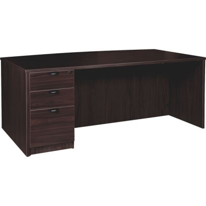 Lorell Prominence 2.0 Espresso Laminate Left-Pedestal Bowfront Desk - 3-Drawer1