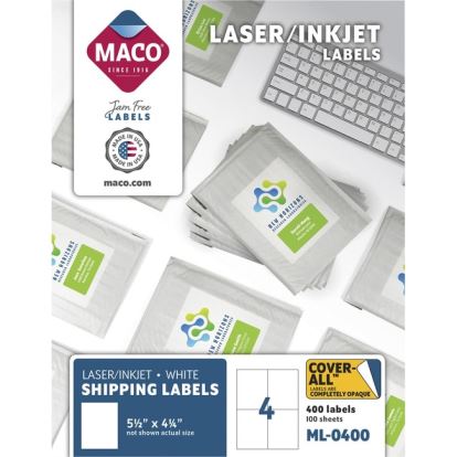 MACO White Laser/Ink Jet Shipping Label1