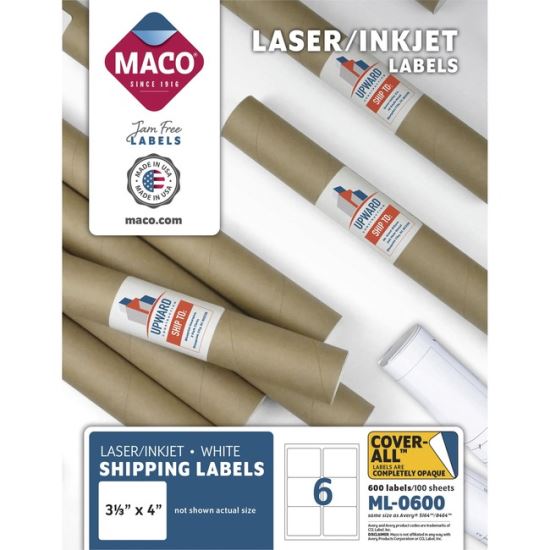 MACO White Laser/Ink Jet Shipping Label1