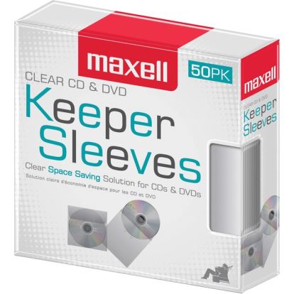 Maxell CD/DVD Keeper Sleeves - Clear (50 Pack)1