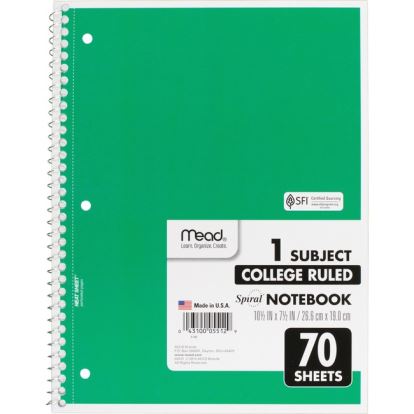 Mead One-subject Spiral Notebook1