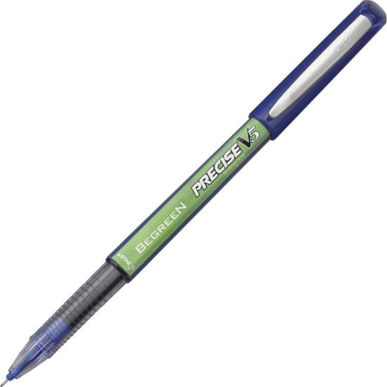 Precise V5 BeGreen Roller Ball Pen, Stick, Extra-Fine 0.5 mm, Blue Ink, Blue Barrel, Dozen1