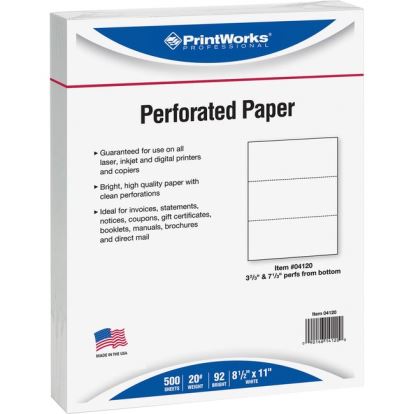 PrintWorks Professional Pre-Perforated Paper for Invoices, Statements, Gift Certificates & More1