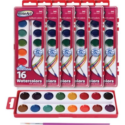 RoseArt 16-Color Washable Watercolors with Brush1