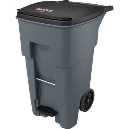 Rubbermaid Commercial 1971968 65 Gallon BRUTE Step-On Rollout Container - Gray1