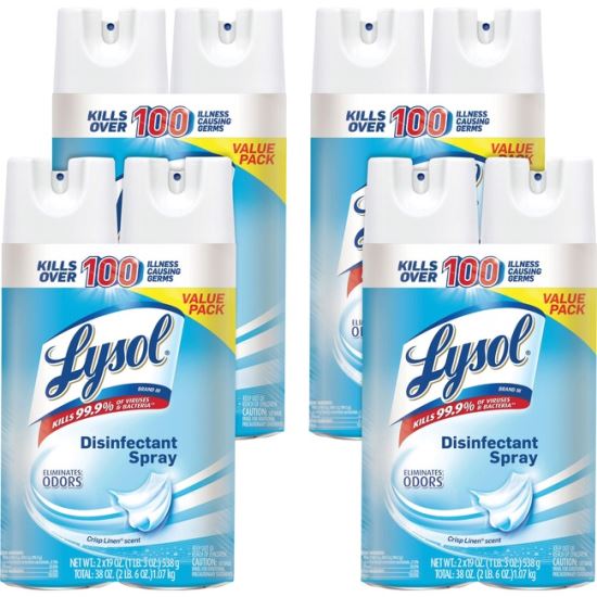 Disinfectant Spray, Crisp Linen, 19 oz Aerosol Spray, 2/Pack, 4 Packs/Carton1