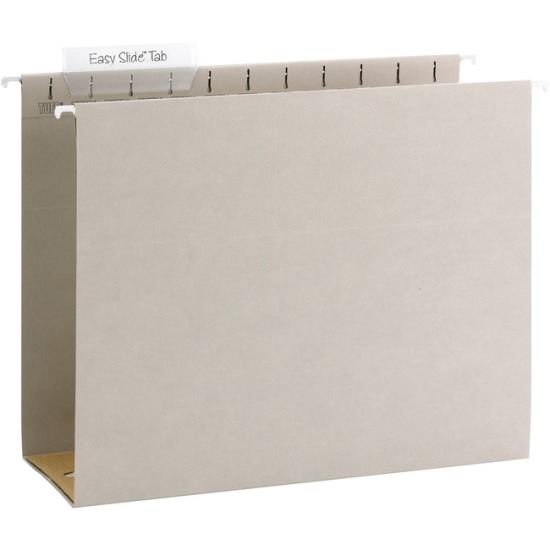 TUFF Extra Capacity Hanging File Folders w/ Easy Slide Tab, 4" Expansion, Letter, Steel Gray,18/Box1