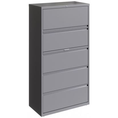 Lorell 36" Silver Lateral File - 5-Drawer1