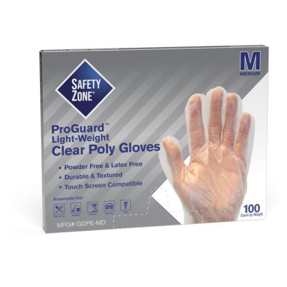 Safety Zone Clear Powder Free Polyethylene Gloves1