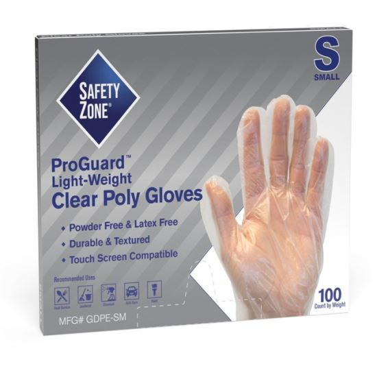 Safety Zone Clear Powder Free Polyethylene Gloves1