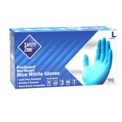 Safety Zone Powdered Blue Nitrile Gloves1