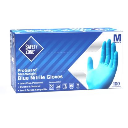 Safety Zone Powdered Blue Nitrile Gloves1