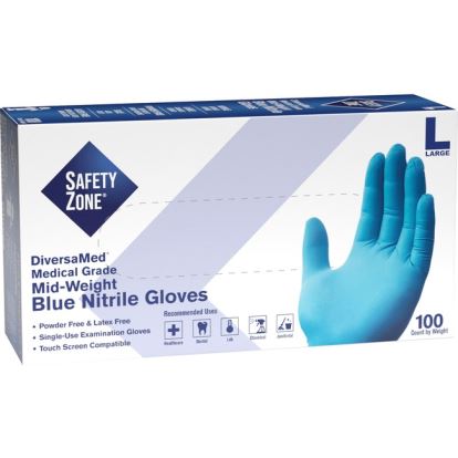 Safety Zone Powder Free Blue Nitrile Gloves1