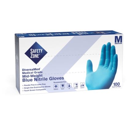 Safety Zone Powder Free Blue Nitrile Gloves1