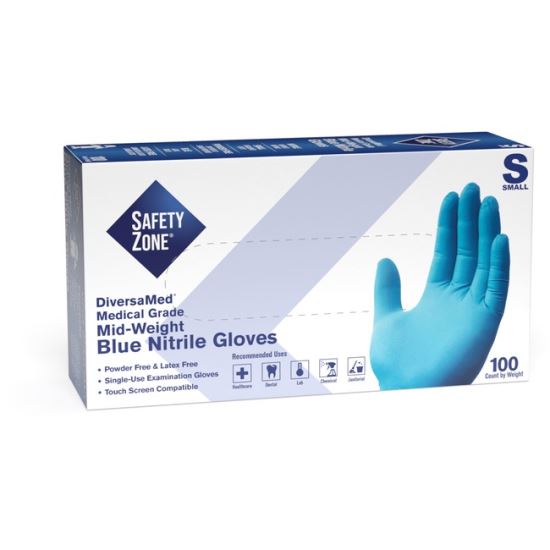 Safety Zone Powder Free Blue Nitrile Gloves1