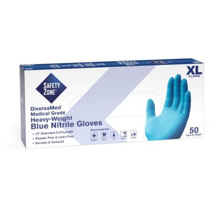 Safety Zone 12" Powder Free Blue Nitrile Gloves1