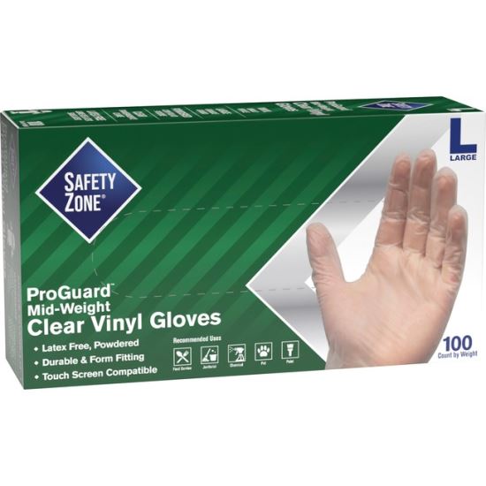 Safety Zone Powdered Clear Vinyl Gloves1