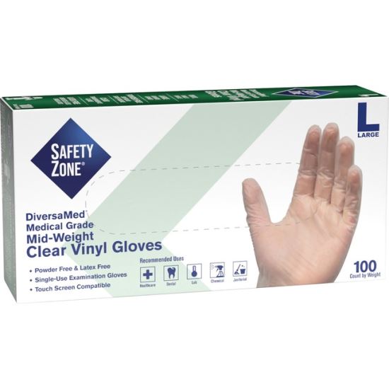 Safety Zone Powder Free Clear Vinyl Gloves1