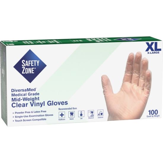 Safety Zone Powder Free Clear Vinyl Gloves1