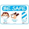 BeSafe Messaging Education Wall Signs, 9 x 6,  "Be Safe, Wear a Mask, Wash Your Hands, Follow the Arrows", Monkey, 3/Pack1