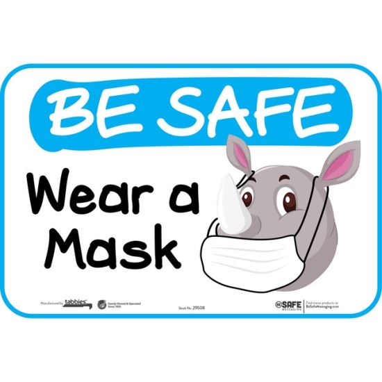 Tabbies WEAR A MASK Rhino Wall Safety Decal1