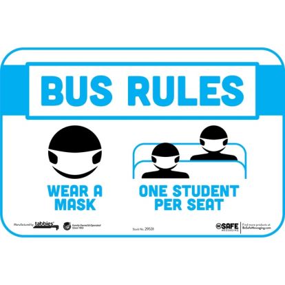 Tabbies BUS RULES MASK/STUDENT SEAT Safety Decal1