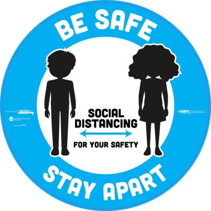 Tabbies BE SAFE STAY APART Education Floor Decal1